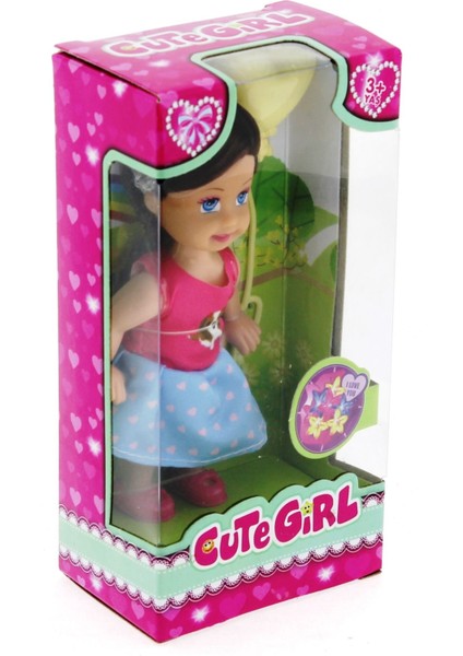 Cute Girl Sarı Balonlu Kumral Mini Bebek