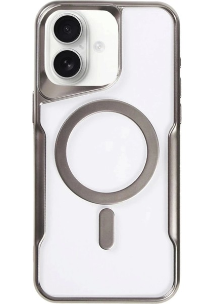 iPhone 16 Kılıf Boyi Magsafe Silikon Kapak - Titan GRI-(5796)