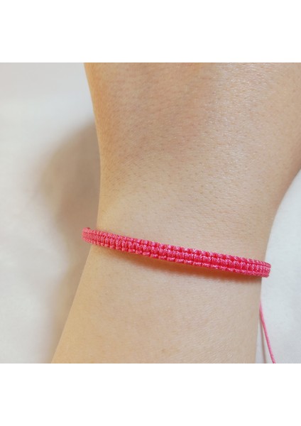 Şeker Pembe Makrome Bileklik - Sörfçü Bileklik - Unisex El Yapımı Makrome Asansörlü Ayarlanabilir Hediyelik - Ip Bileklik - Makrome Bileklik - Örgü Bileklik - Şeker Pembe Bileklik