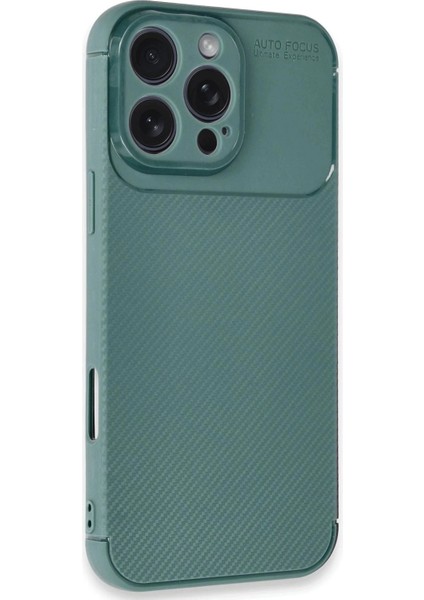 iPhone 16 Pro Max Kılıf Auto Focus Karbon Kapak - Koyu YEŞIL-(5796) modelleri