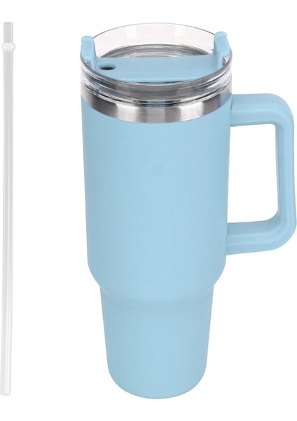 40OZ Paslanmaz Çelik Vakum Yalıtımlı Su Kupası Saplı Pipet Içecekleri Soğuk Tut Sıcak Su Şişesi Tip 2 (Yurt Dışından)