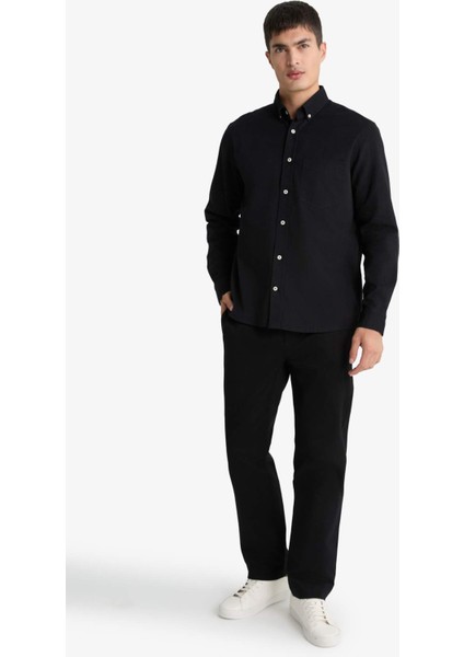 Regular Fit Polo Yaka Gabardin Uzun Kollu Gömlek F1261AX25AU fiyatları