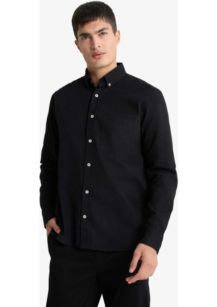 Regular Fit Polo Yaka Gabardin Uzun Kollu Gömlek F1261AX25AU modelleri