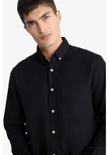 Regular Fit Polo Yaka Gabardin Uzun Kollu Gömlek F1261AX25AU fırsatları