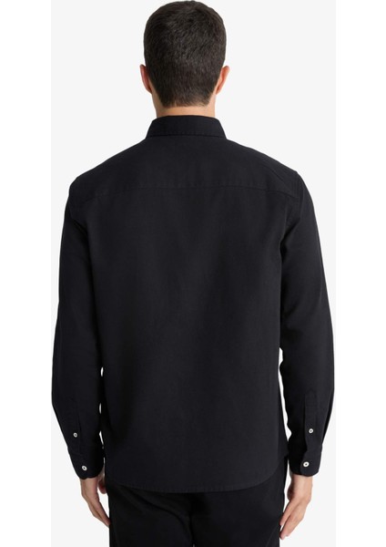 Regular Fit Polo Yaka Gabardin Uzun Kollu Gömlek F1261AX25AU