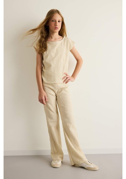 Kız Çocuk 2'li Takım Brode Kısa Kollu Tişört Pantolon G1639A825AU