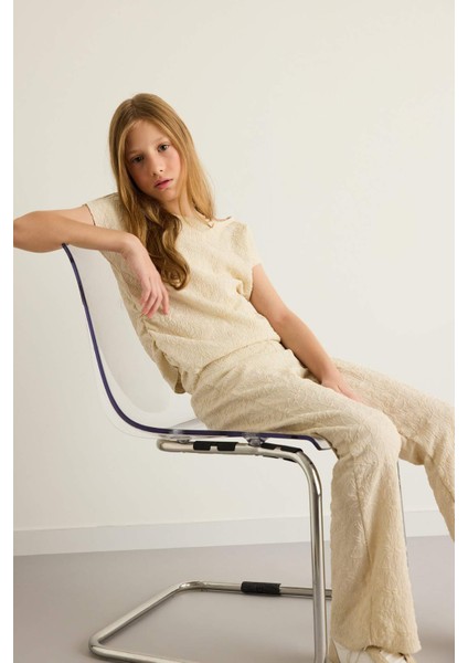 Kız Çocuk 2'li Takım Brode Kısa Kollu Tişört Pantolon G1639A825AU modelleri