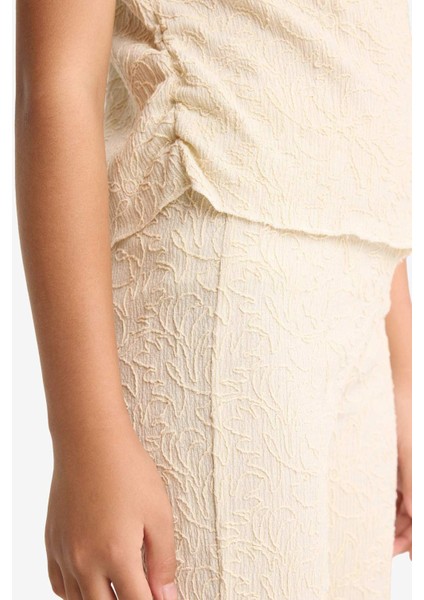 Kız Çocuk 2'li Takım Brode Kısa Kollu Tişört Pantolon G1639A825AU