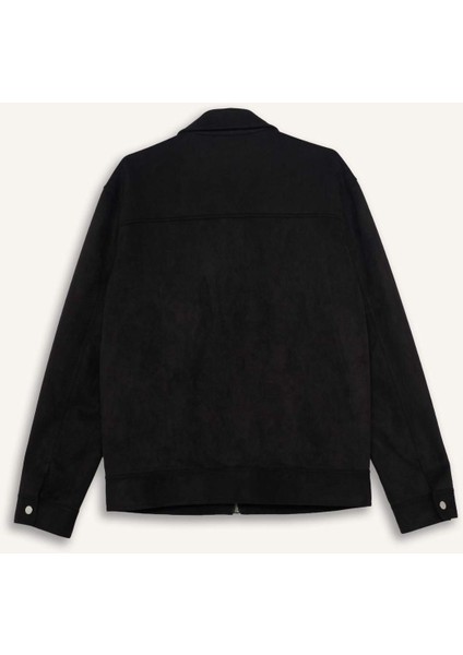 Slim Fit Dar Kesim Polo Yaka Astarlı Fermuarlı Cepli Mevsimlik Baharlık Süet Mont Y5362AZ25AU