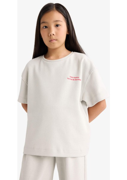 Kız Çocuk 2'li Takım Baskılı Kısa Kollu Tişört Eşofman Altı G2842A825AU fırsatları