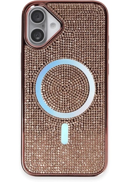 iPhone 16 Plus Kılıf Diamond Magsafe Kapak - PEMBE-(5796)