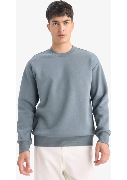 Relax Fit Bisiklet Yaka Kalın İçi Yumuşak Tüylü Basic Düz Sweatshirt T5139AZ25AU modelleri