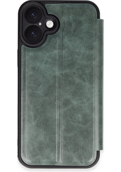 iPhone 16 Plus Kılıf Flip Cover - Koyu YEŞIL-(5796)