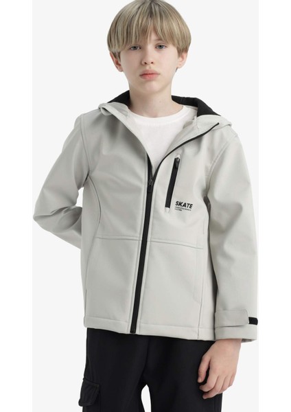 Erkek Çocuk Kapüşonlu Polar Astarlı Yağmurluk