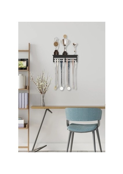 Kupa Raflı Madalya Askılığı Kupa Tasarımlı Metal Madalya Askısı ve Kupa Standı 15X35X10 cm fırsatları