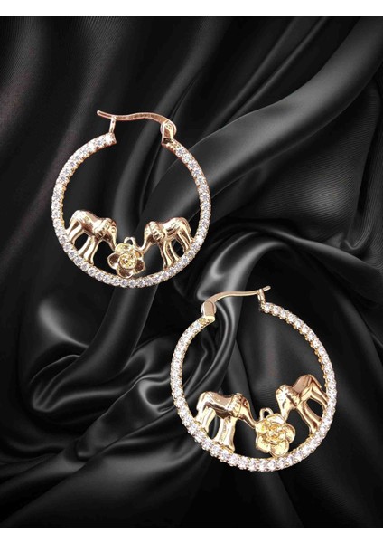 14K Xuping Gold Halka Charmlı Küpe