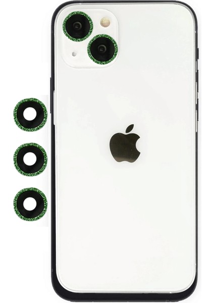iPhone 14 Shine Kamera Lens - YEŞIL-(5796)