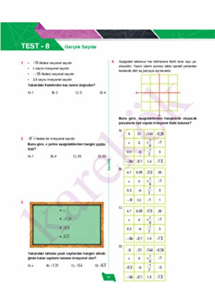 8. Sınıf LGS Matematik Soru Bankası Ciltsiz 352 Sayfa Eğitim Seti Karekök Yayıncılık modelleri