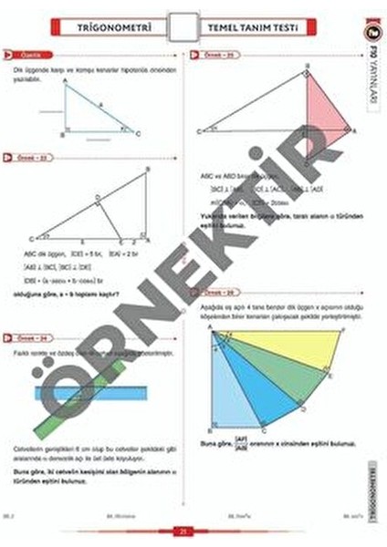 Trigonometri Video Ders Kitabı 128 Sayfa Üniversite Sınavına Hazırlık İçin F10 Yayınları fırsatları