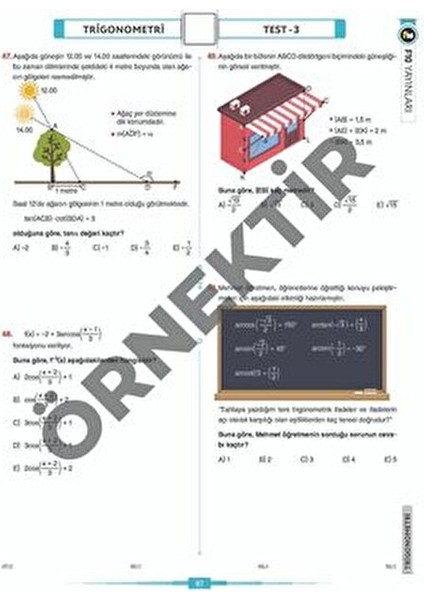 Trigonometri Video Ders Kitabı 128 Sayfa Üniversite Sınavına Hazırlık İçin F10 Yayınları