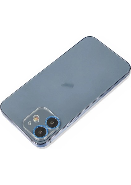 iPhone 12 Shine Kamera Lens Koruma Cam - MAVI-(5796)