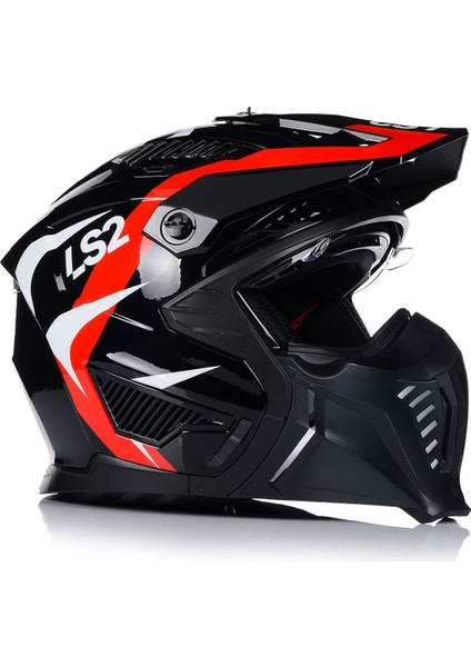 Drıfter Trıalıty Çene Çıkarılabilir Modüler Motosiklet Kaskı Kırmızı- Siyah indirimleri