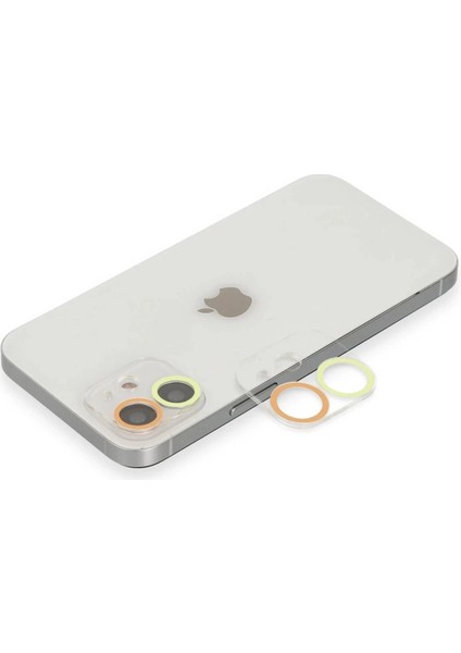 iPhone 11 Renkli Kamera Lens Koruma Cam - SARI-TURUNCU-(5796)