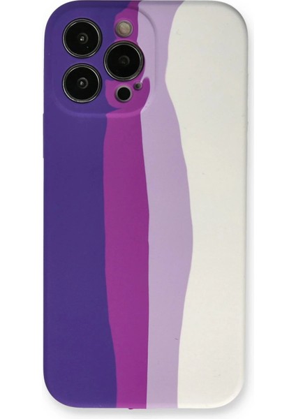 iPhone 13 Pro Kılıf Ebruli Lansman Silikon - MOR-BEYAZ-(5796)