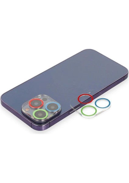 iPhone 13 Pro Renkli Kamera Lens Koruma Cam - MAVI-YEŞIL-(5796)