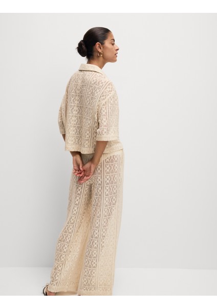 Saf Pamuklu Kısa Kollu Plaj Gömleği