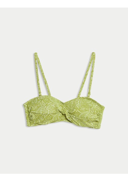 Desenli Dolgulu Bandeau Bikini Üst