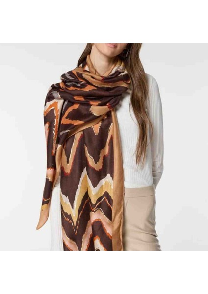 Hawai Desenli Şal, Kırmızı Gül Figürlü Kolye Hediye