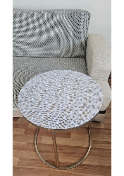 Yuvarlak Orta Sehpa Beyaz Desenli Sofra Bezi Pvc Şeffaf Masa Örtüsü Hasır Lüx Silinebilir Çeyizlik fırsatları