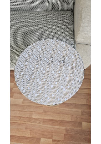 Yuvarlak Orta Sehpa Beyaz Desenli Sofra Bezi Pvc Şeffaf Masa Örtüsü Hasır Lüx Silinebilir Çeyizlik indirimleri