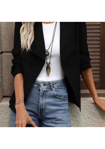 Kadın Uzun Kollu Önü Açık Yakalı Süet Ceket, Kırmızı Gül Figürlü Kolye Hediye fiyatları