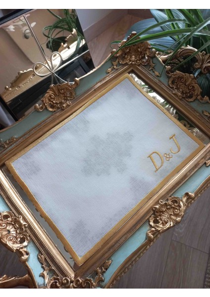 Kişiye Özel Harf Işlemeli Nişan Tepsi Örtüsü