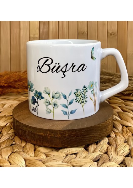 Kişiye Özel Isimli Lüks Kupa Bardak Mavi Bahçe