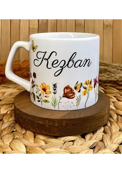 Kişiye Özel Isimli Lüks Kupa Bardak Gün Batımı Çiçekleri fiyatları