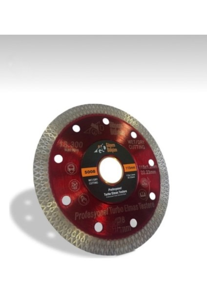 Gönen Döküm Faykes Turbo Elmas Testere Çapaksız Kesim Mermer Seramik Granit Kesici Elmas 180 mm