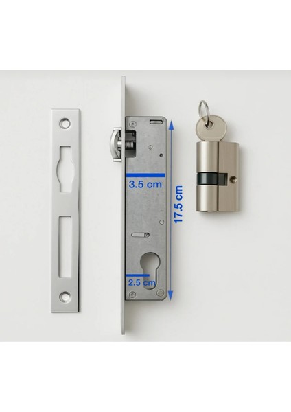 Makaralı Dar Gömme Kilit Alüminyum Kapı Kilidi Silindirli Barelli 25 mm fiyatları