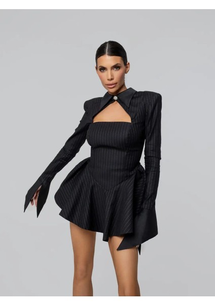 Scorpıo Çizgili Uzun Kol Saten Detay elbise fiyatları