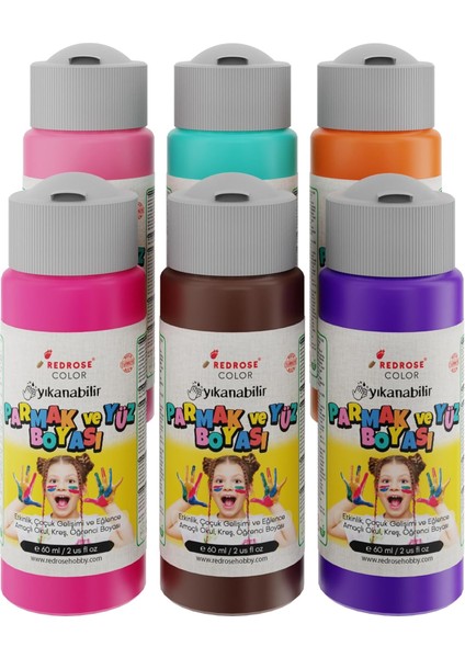 Rose Tamamlayıcı Renkler Parmak Boyası 6'lı Set 6X60 ml