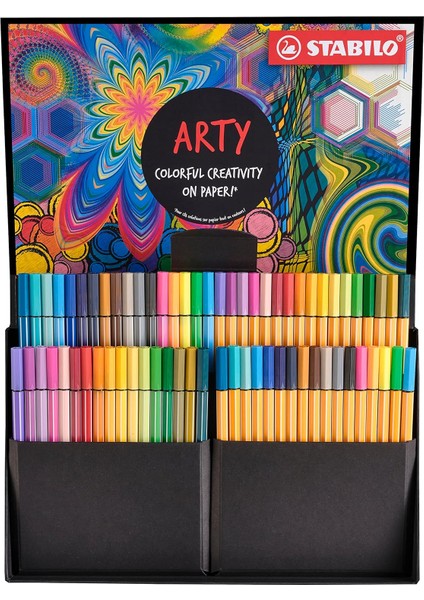 Arty Kreatif Set - Point 88 & Pen 68 - Ince Keçe Uçlu Kalem ve Keçe Uçlu Boya Kalemi - 68'li Paket - Çeşitli Renkler