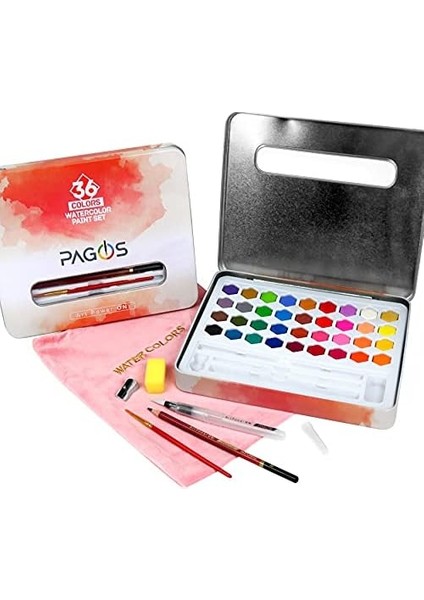 Suluboya Boya Suluboya Boya Kutusu Sanat Seti, 36 Canlı Renk ve 10 Yaprak Suluboya Kağıdı, Fırça, Sünger, Mum Boya, Plastik Fırça, Öğrenciler, Çocuklar, Yeni Başlayanlar, Sanatçılar Için modelleri
