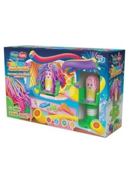 Multicolor Hair Studio Oyun Hamuru Seti, 6 Mulri Renkli X30GR Oyun Hamuru, 8 Farklı Aksesuar, 3+ Yaş Erkek ve Kız Çocukları Için
