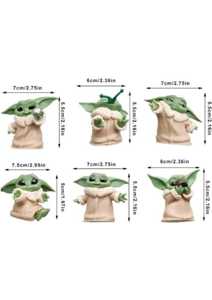 6 Lı Set Sevimli Bebek Yoda Ürün Koleksiyonu Dekoratif Hediyelik Eşya Biblo Masa Süsü fiyatları