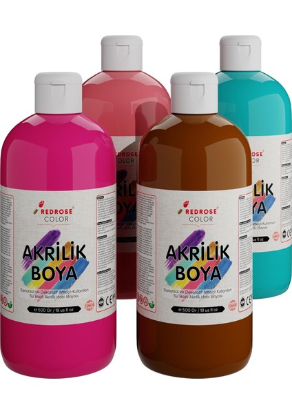 Rose Tamamlayıcı Renkler Akrilik Boya 4'lü Set 4X500 gr