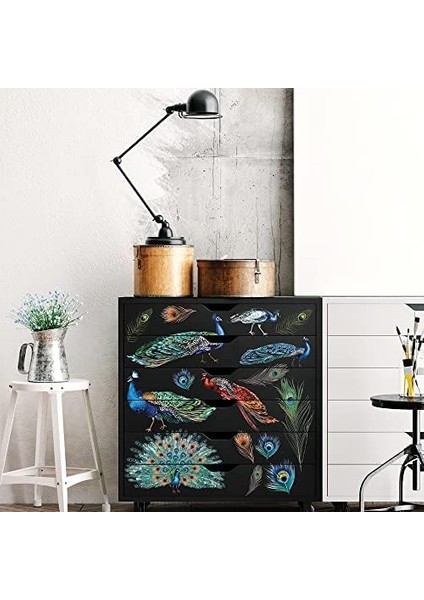 Peacock Dreams Redesign Decor Transfers®-Peacock Dreams Boyut 61 cm x 83 cm - 3 Yaprak - Toplam Tasarım Boyutu 61 cm x 83 Cm/rub-Ons fiyatları