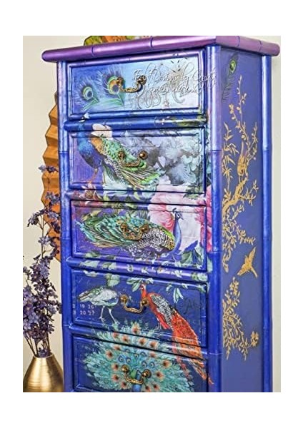 Peacock Dreams Redesign Decor Transfers®-Peacock Dreams Boyut 61 cm x 83 cm - 3 Yaprak - Toplam Tasarım Boyutu 61 cm x 83 Cm/rub-Ons modelleri