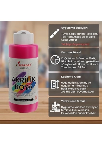 Rose Fuşya Akrilik Boya 120 ml fiyatları